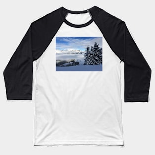 View from the top of a snowy mountain Baseball T-Shirt